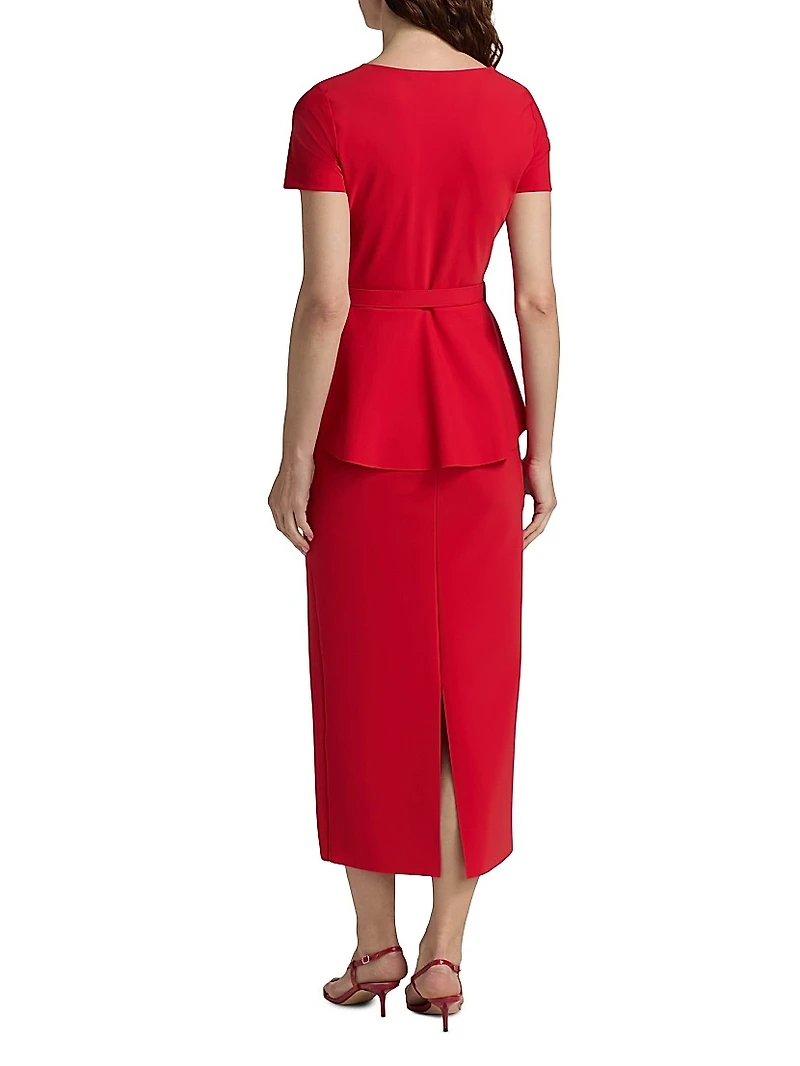 Siaka V-Neck Peplum Midi-Dress