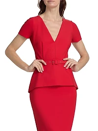Siaka V-Neck Peplum Midi-Dress