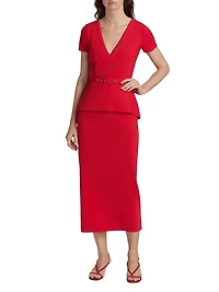 Siaka V-Neck Peplum Midi-Dress