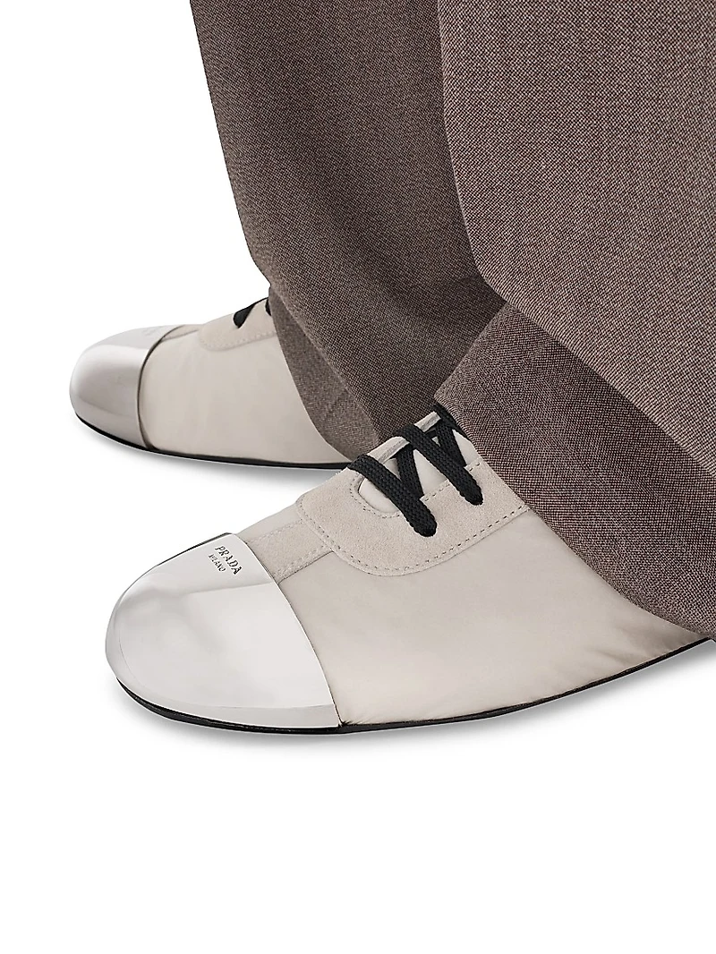 Collapse Re-Nylon and Suede Sneakers with Metal Toecap