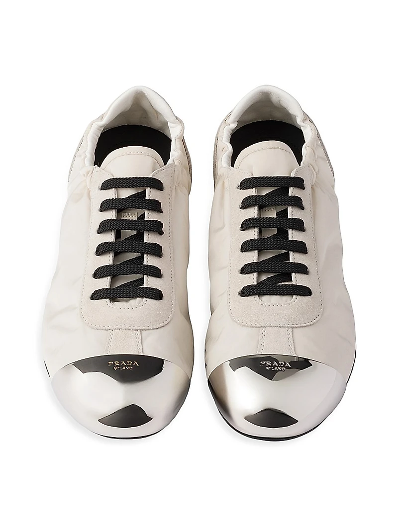 Collapse Re-Nylon and Suede Sneakers with Metal Toecap