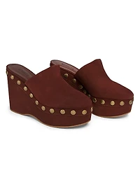 Sierra 115MM Studded Suede Platform Clogs