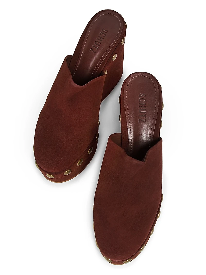 Sierra 115MM Studded Suede Platform Clogs