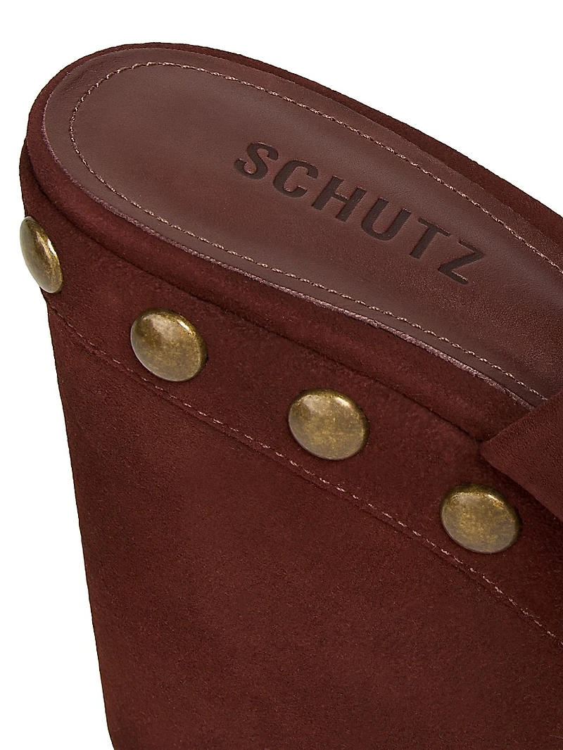 Sierra 115MM Studded Suede Platform Clogs