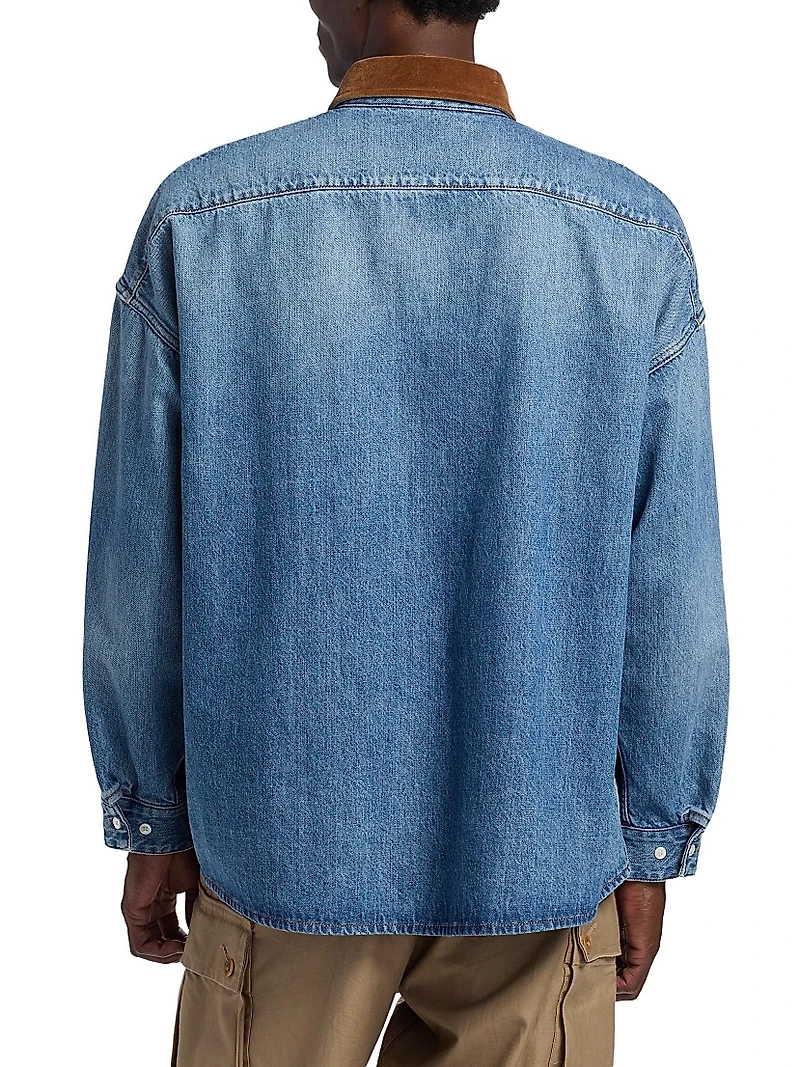 Wolf-Patch Denim Oversized Shirt