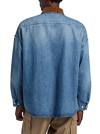 Wolf-Patch Denim Oversized Shirt