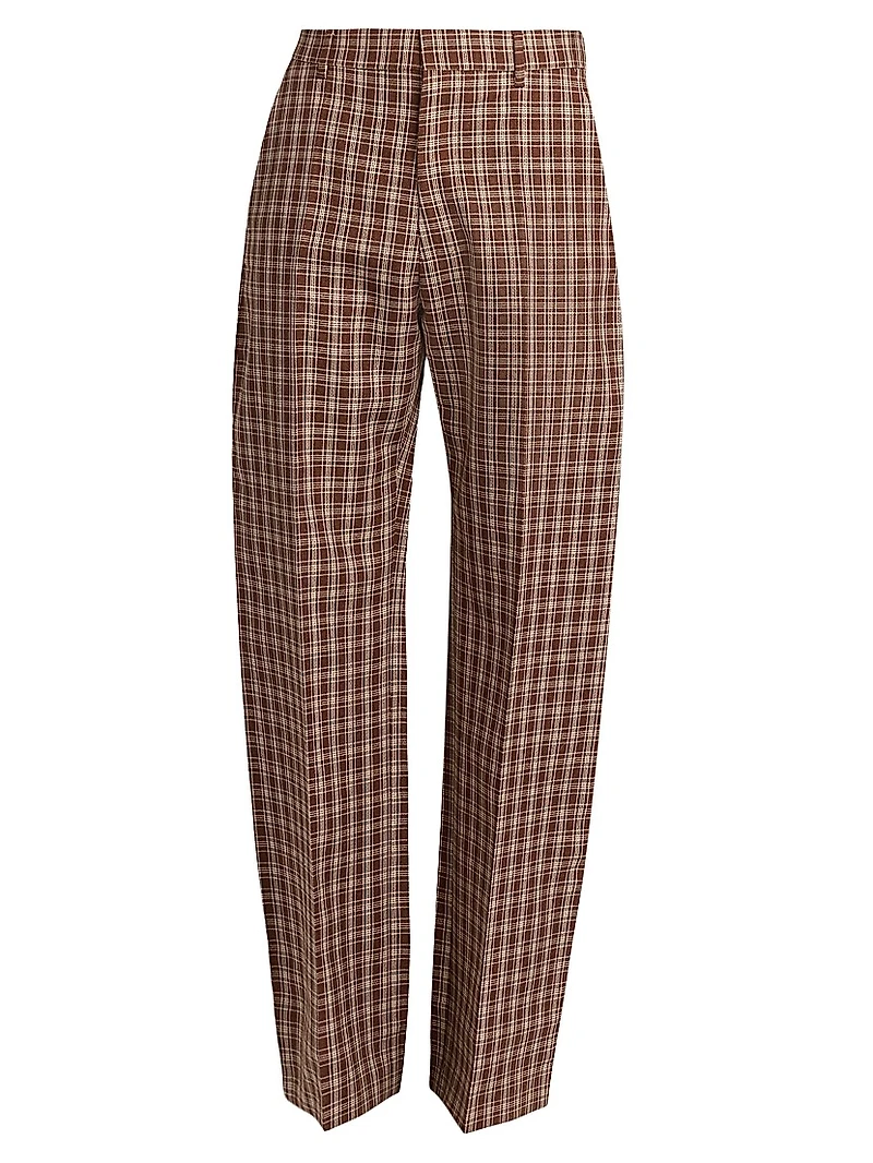 Check Wool Wide-Leg Trousers