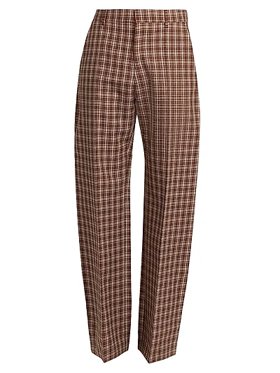 Check Wool Wide-Leg Trousers