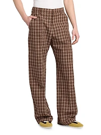 Check Wool Wide-Leg Trousers