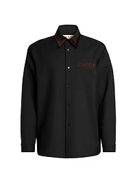 Logo Wool Velvet-Trimmed Shirt