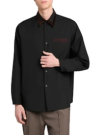 Logo Wool Velvet-Trimmed Shirt