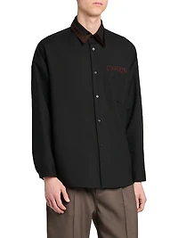 Logo Wool Velvet-Trimmed Shirt