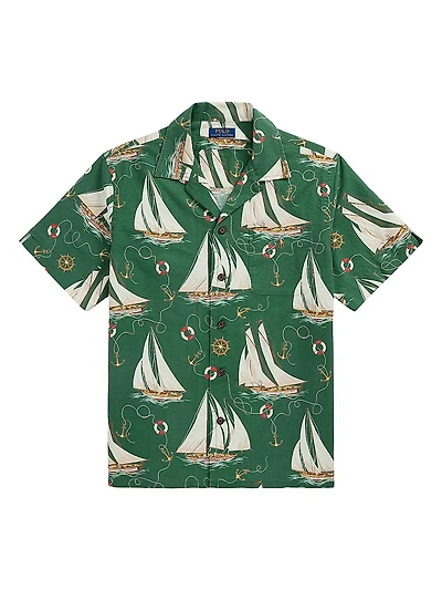 Classic Fit Sailboat Cotton Camp Shirt