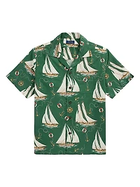 Classic Fit Sailboat Cotton Camp Shirt