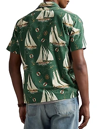Classic Fit Sailboat Cotton Camp Shirt