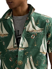 Classic Fit Sailboat Cotton Camp Shirt