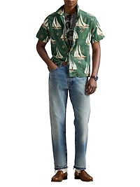 Classic Fit Sailboat Cotton Camp Shirt