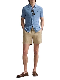 Textured Cotton-Linen Shirt Sweater