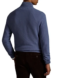 Mesh-Knit Cotton Quarter-Zip Sweater