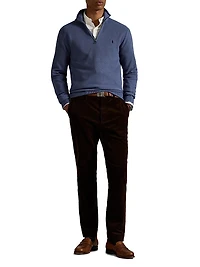 Mesh-Knit Cotton Quarter-Zip Sweater