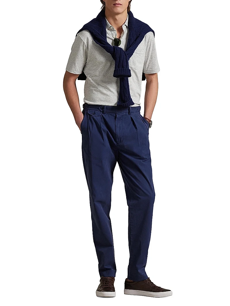 Lisle Standard Fit Striped Cotton Polo Shirt