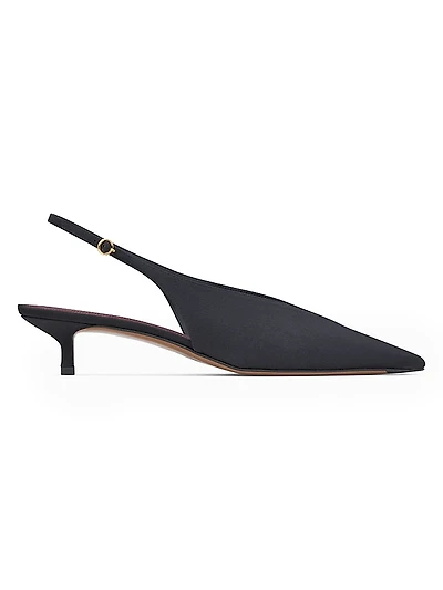 Diske 40MM Crêpe de Chine Point-Toe Slingback Pumps