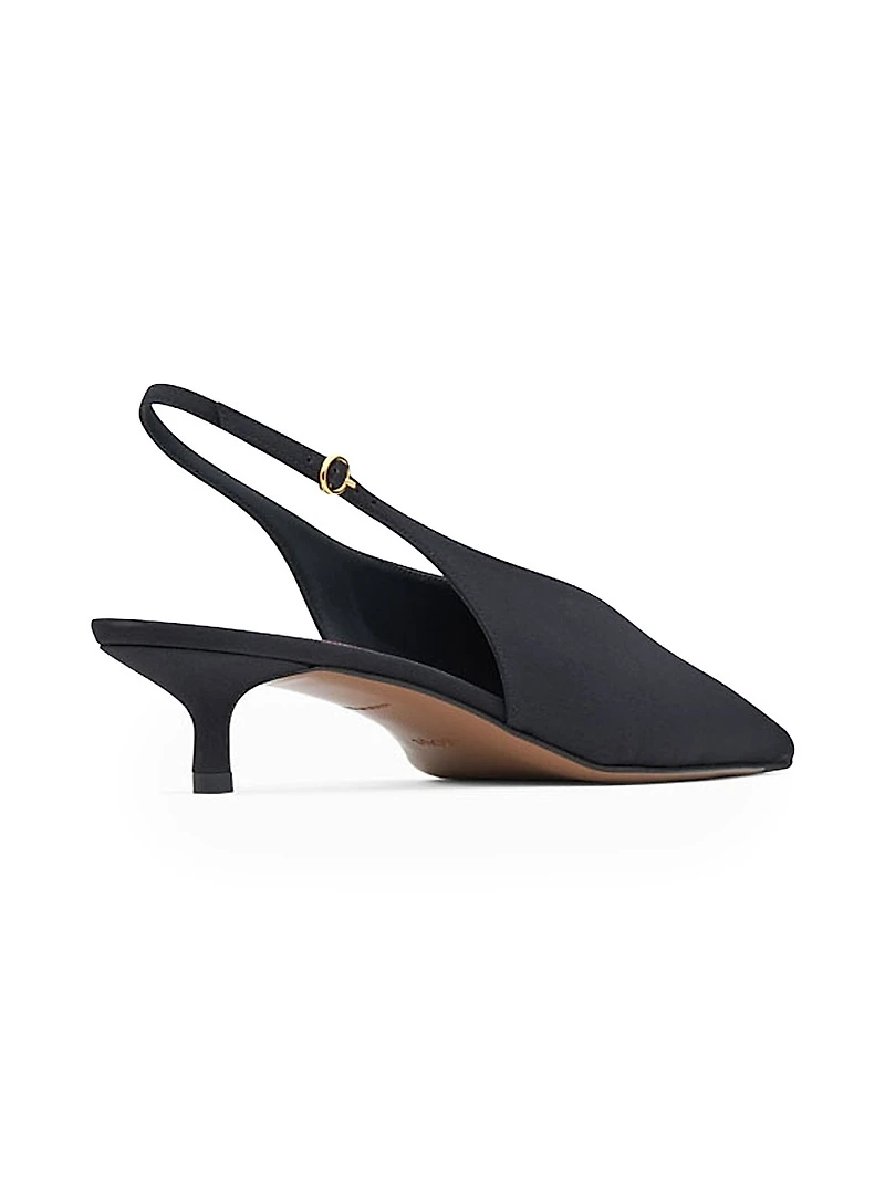 Diske 40MM Crêpe de Chine Point-Toe Slingback Pumps