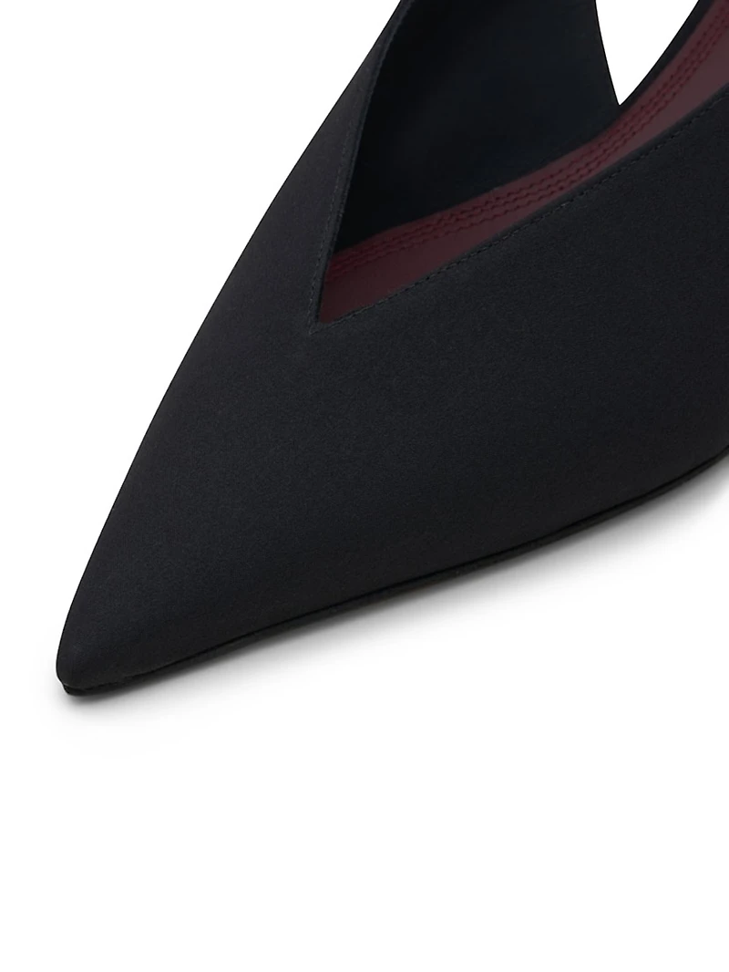 Diske 40MM Crêpe de Chine Point-Toe Slingback Pumps