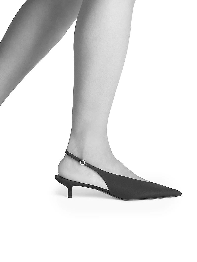 Diske 40MM Crêpe de Chine Point-Toe Slingback Pumps
