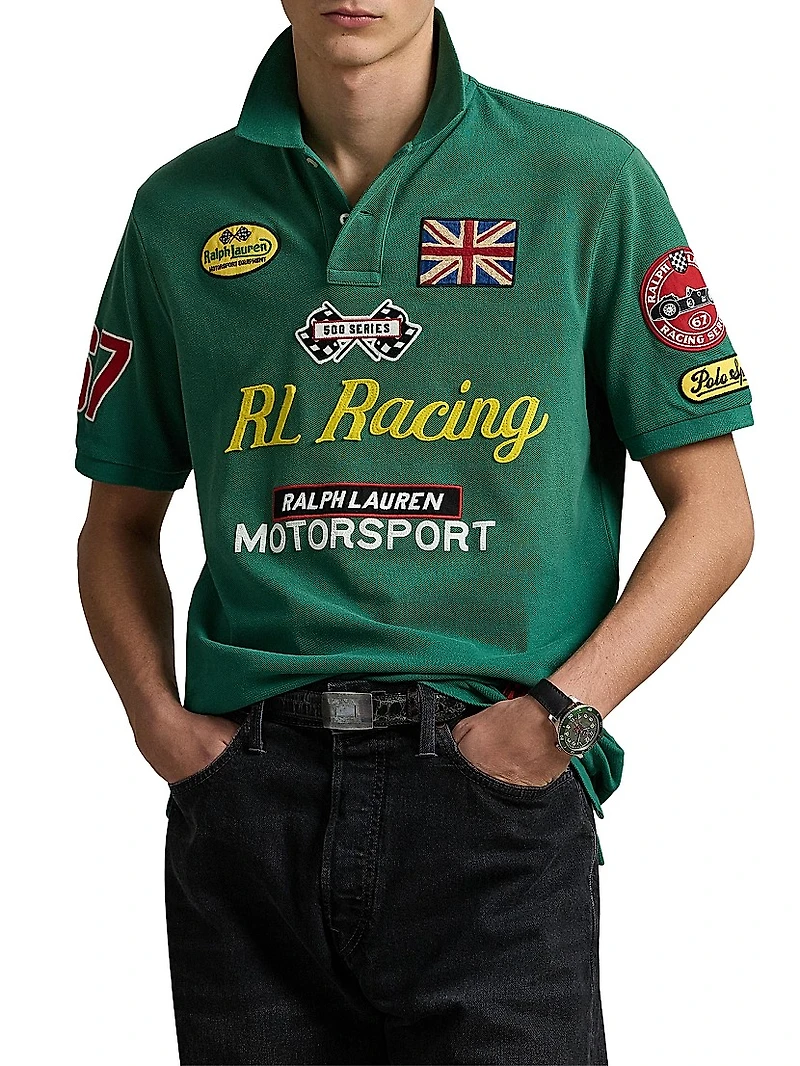 Classic-Fit Racing Mesh Polo Shirt