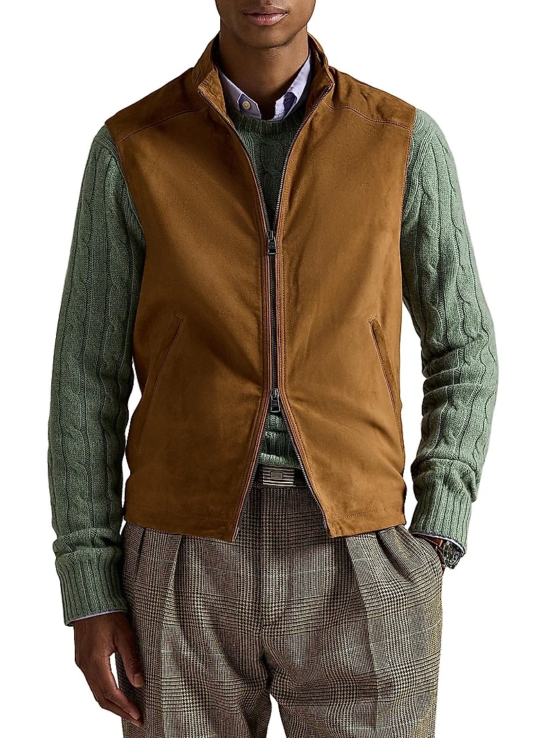 Classic Suede Double-Zip Vest