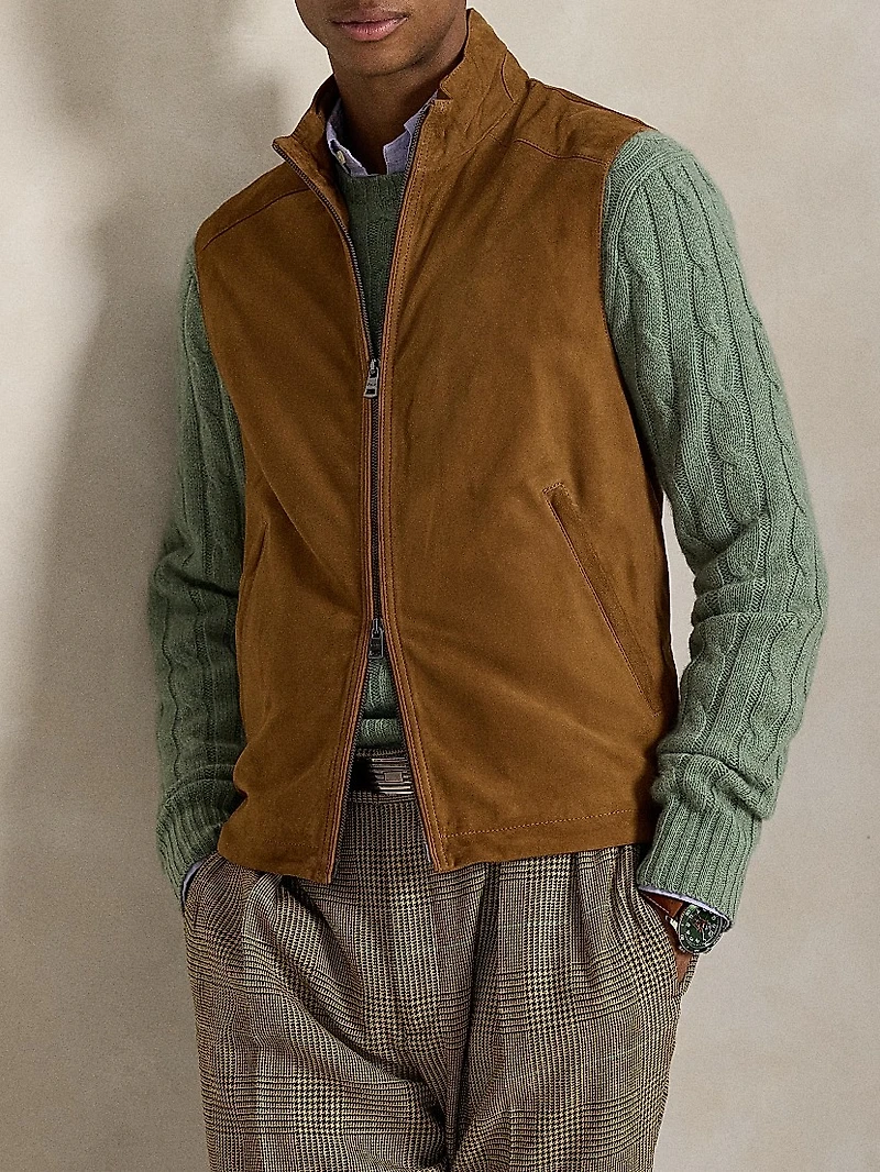 Classic Suede Double-Zip Vest