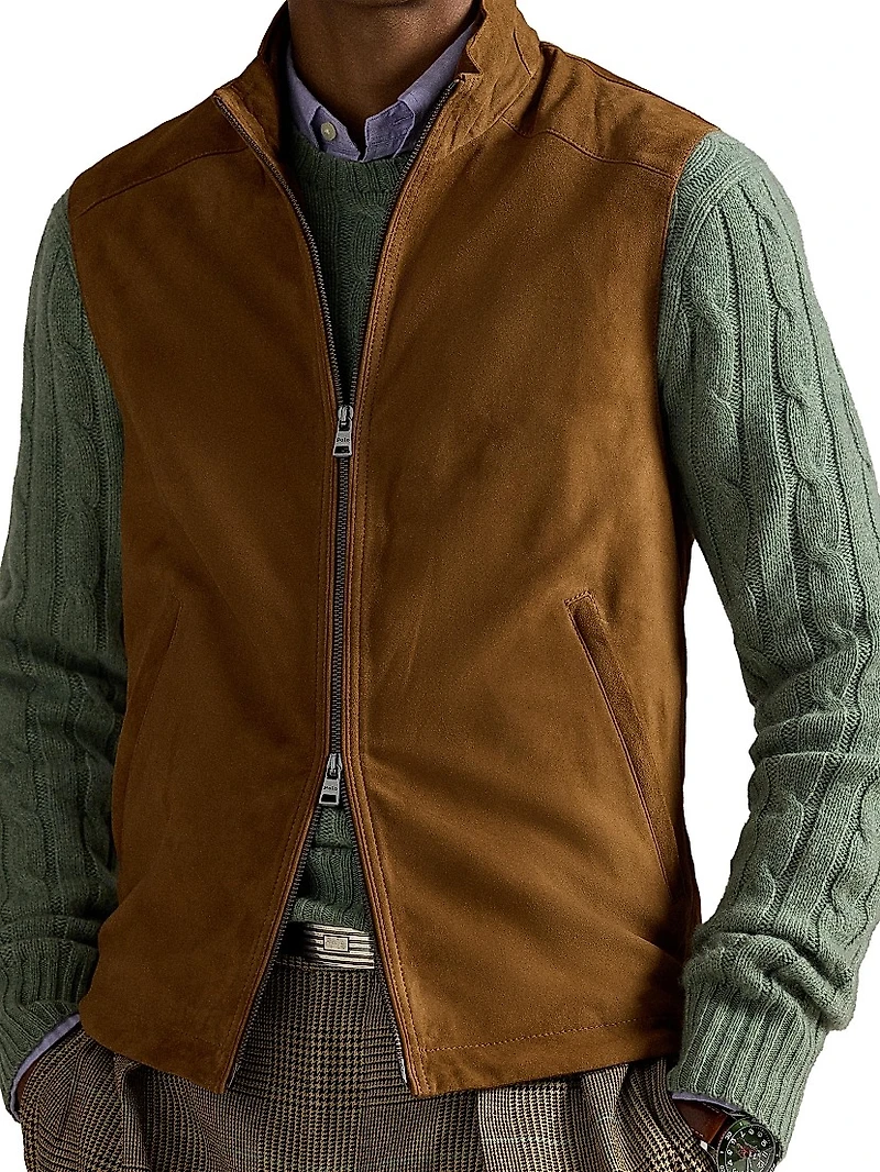 Classic Suede Double-Zip Vest