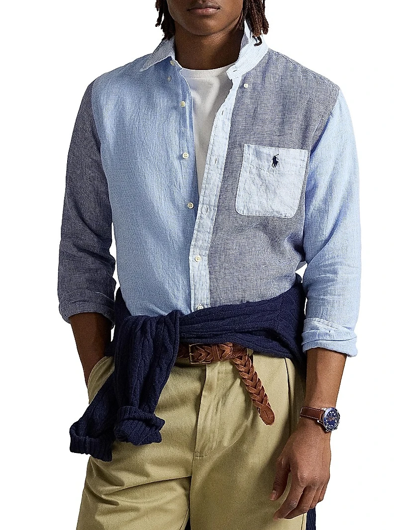 Classic-Fit Linen Button-Up Shirt