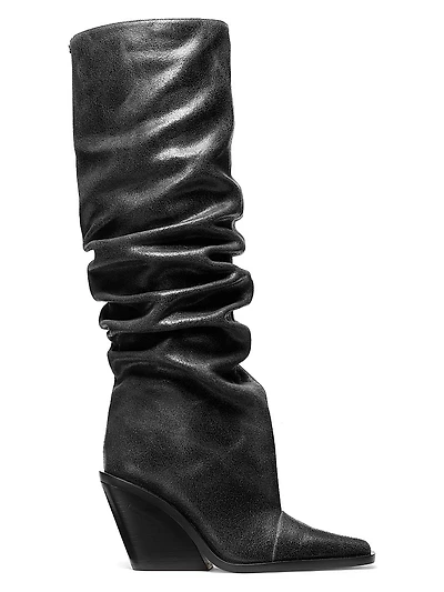 Noemie Leather Wedge Boots