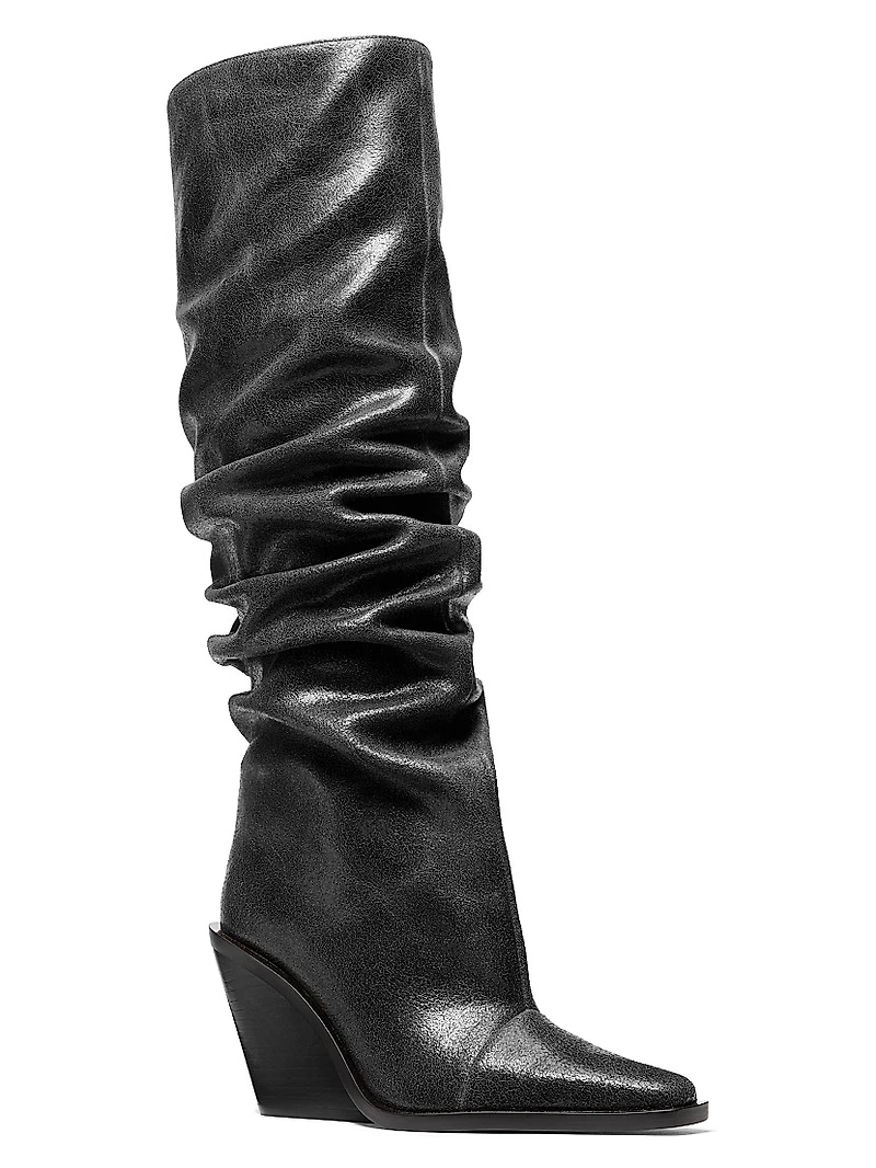 Noemie Leather Wedge Boots