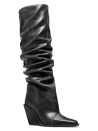 Noemie Leather Wedge Boots