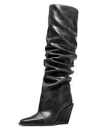 Noemie Leather Wedge Boots