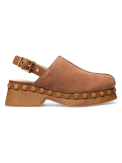 Esra 50MM Studded Suede Clogs