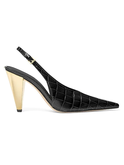 Electra 95MM Croc-Embossed Leather Pumps