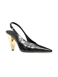 Electra 95MM Croc-Embossed Leather Pumps