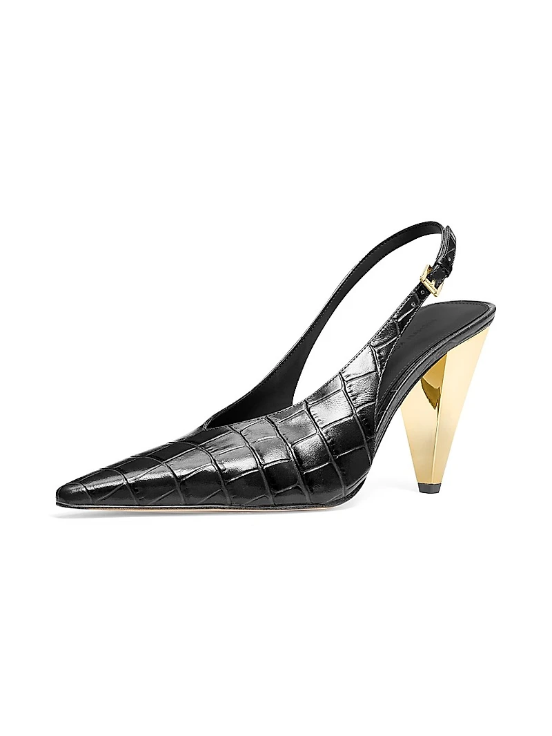 Electra 95MM Croc-Embossed Leather Pumps