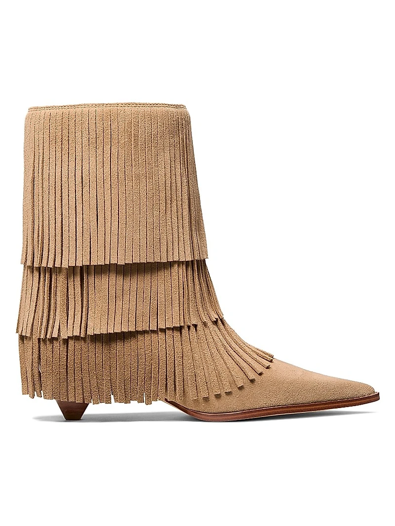 Jayla 50MM Fringed Suede Booties