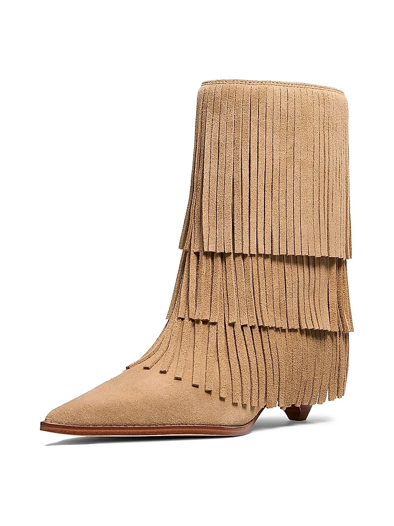 Jayla 50MM Fringed Suede Booties