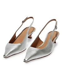 35MM Metallic Leather Slingback Pumps