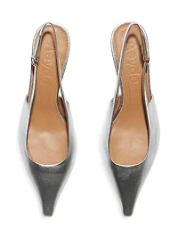 35MM Metallic Leather Slingback Pumps