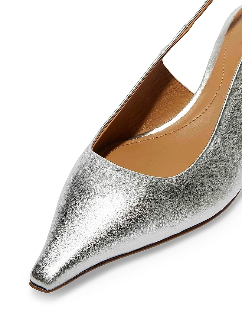 35MM Metallic Leather Slingback Pumps