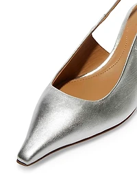 35MM Metallic Leather Slingback Pumps