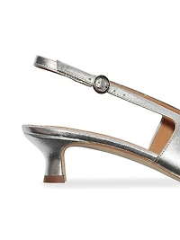 35MM Metallic Leather Slingback Pumps