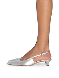 35MM Metallic Leather Slingback Pumps